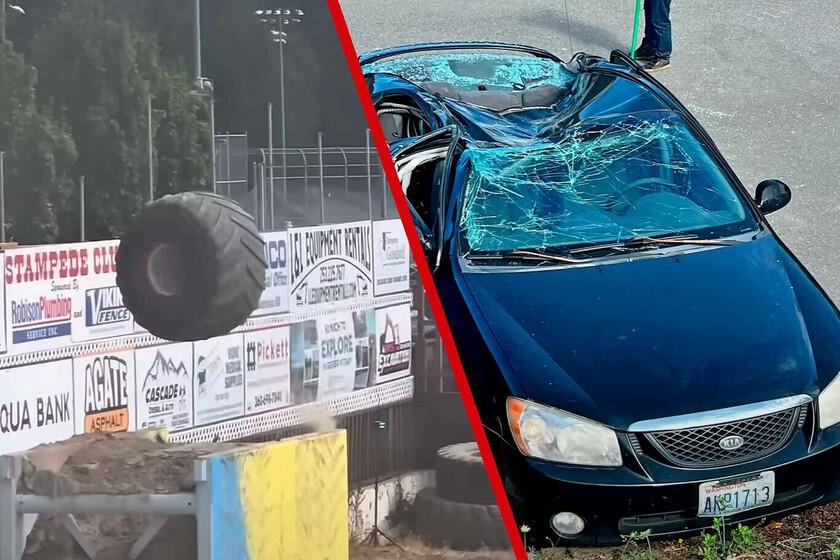 Todo se ríe para indicar camiones de monstruos hasta que una rueda grande te vende a ti y a Kia deja...