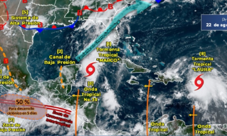 Tormentas tropicales Marco y Laura ponen en alerta al Golfo de México